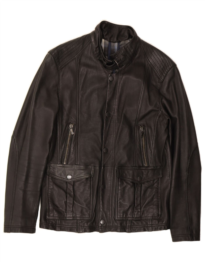 TED BAKER Mens Leather Jacket Size 4 Large Black Leather Vintage Ted Baker and Second-Hand Ted Baker from Messina Hembry 