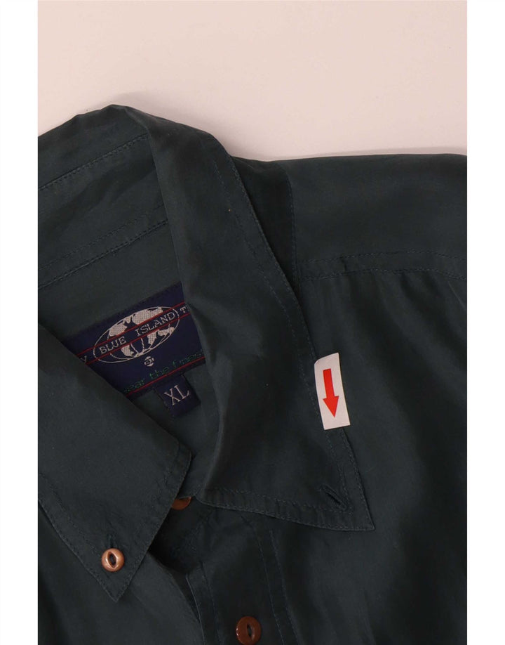Vintage Mens Shirt XL Green Silk