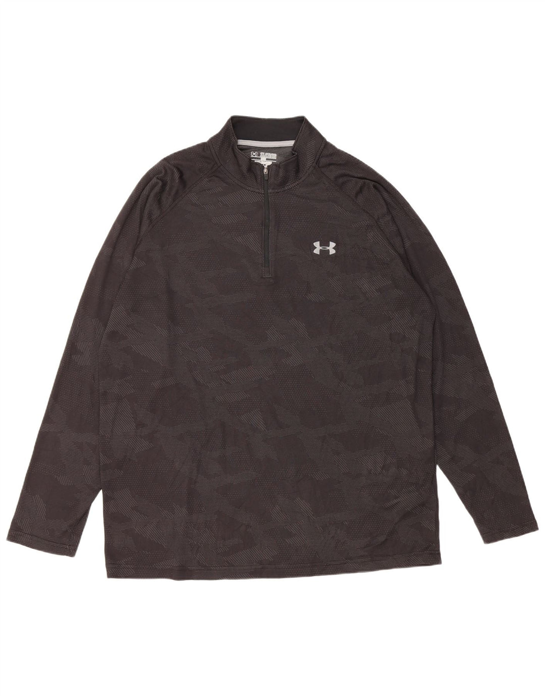 UNDER ARMOUR Mens Heat Gear Pullover Tracksuit Top 2XL Black Camouflage