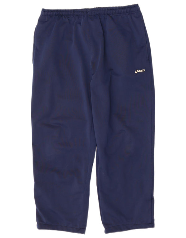 Asics Mens Crop Tracksuit Trousers Large Navy Blue Polyester