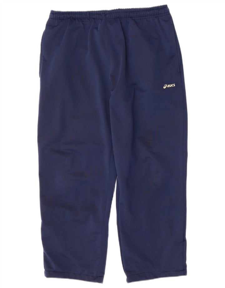 Asics Mens Crop Tracksuit Trousers Large Navy Blue Polyester