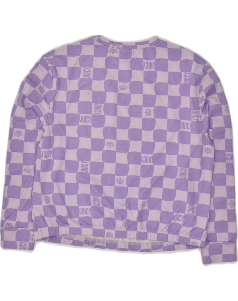 JUICY COUTURE Womens Sweatshirt Jumper UK 14 Large Purple Geometric Cotton | Vintage Juicy Couture | Thrift | Second-Hand Juicy Couture | Used Clothing | Messina Hembry 