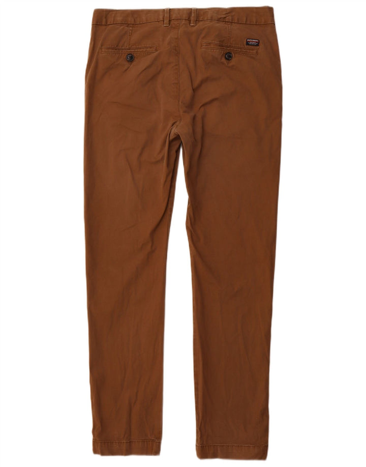 SUPERDRY Mens Slim Chino Trousers Medium W32 L31 Brown Cotton
