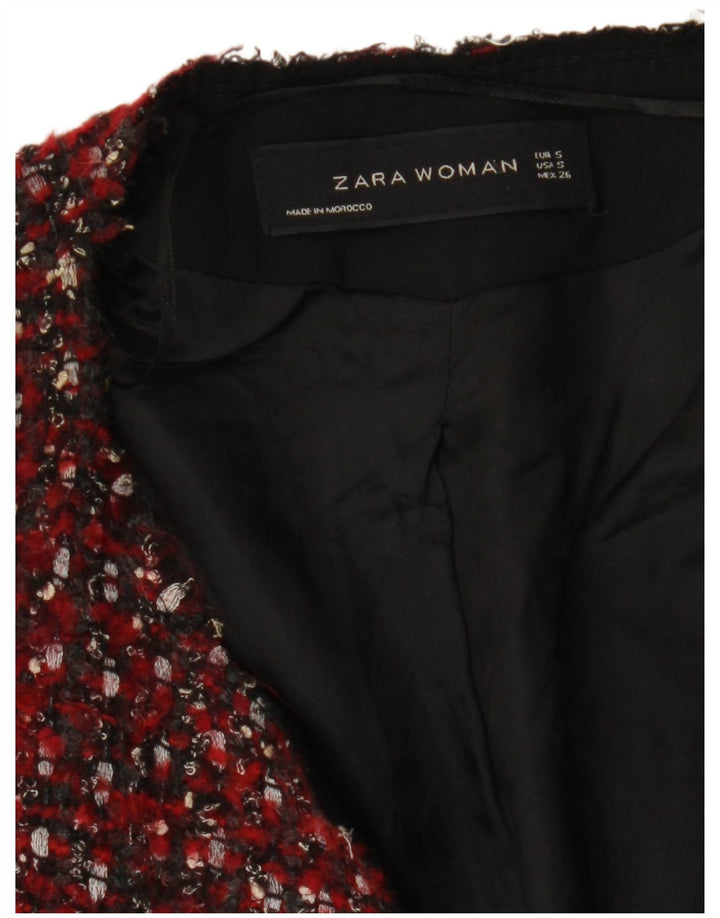Zara Womens Crop Blazer Jacket UK 10 Small Red Flecked Modern