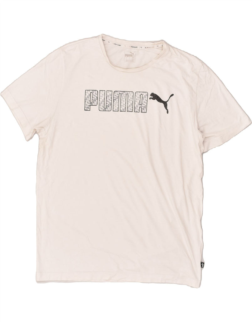 PUMA Mens Graphic T-Shirt Top XL Off White Cotton | Vintage Puma | Thrift | Second-Hand Puma | Used Clothing | Messina Hembry 