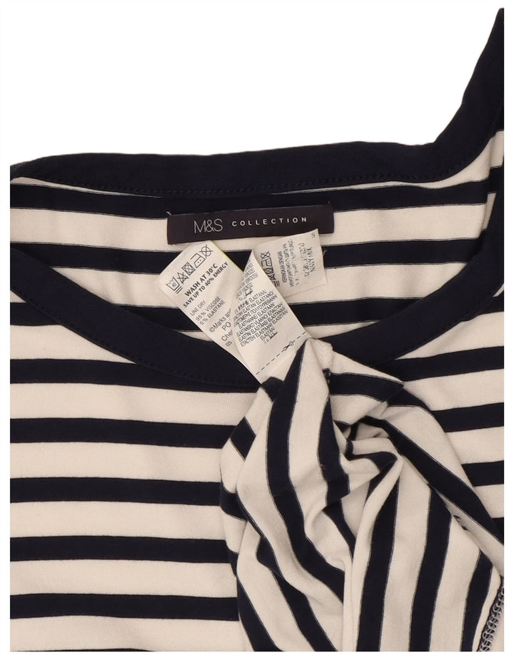 Marks & Spencer Womens Sheath Dress UK 12 Medium  Navy Blue Striped Viscose