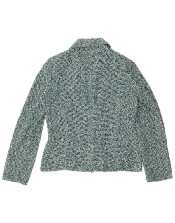 Luisa Spagnoli Womens Full Zip Blazer Jacket IT 46 Large Blue Flecked