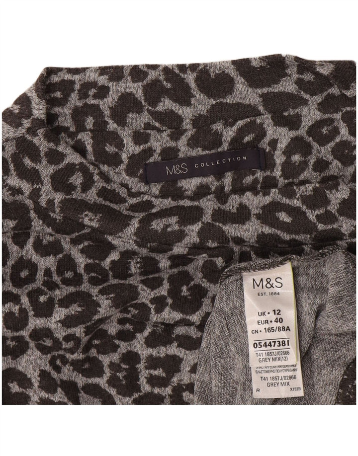 Marks & Spencer Womens A-Line Dress UK 12 Medium Grey Animal Print