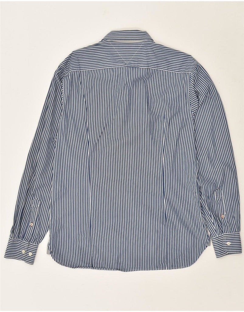 TOMMY HILFIGER Mens Custom Fit Shirt Large Navy Blue Striped Cotton | Vintage Tommy Hilfiger | Thrift | Second-Hand Tommy Hilfiger | Used Clothing | Messina Hembry 