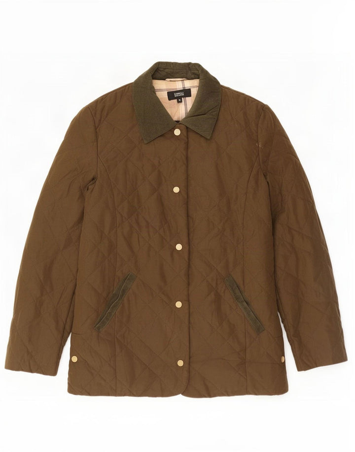 Marks & Spencer Womens Quilted Jacket UK 12 Medium Khaki Polyester