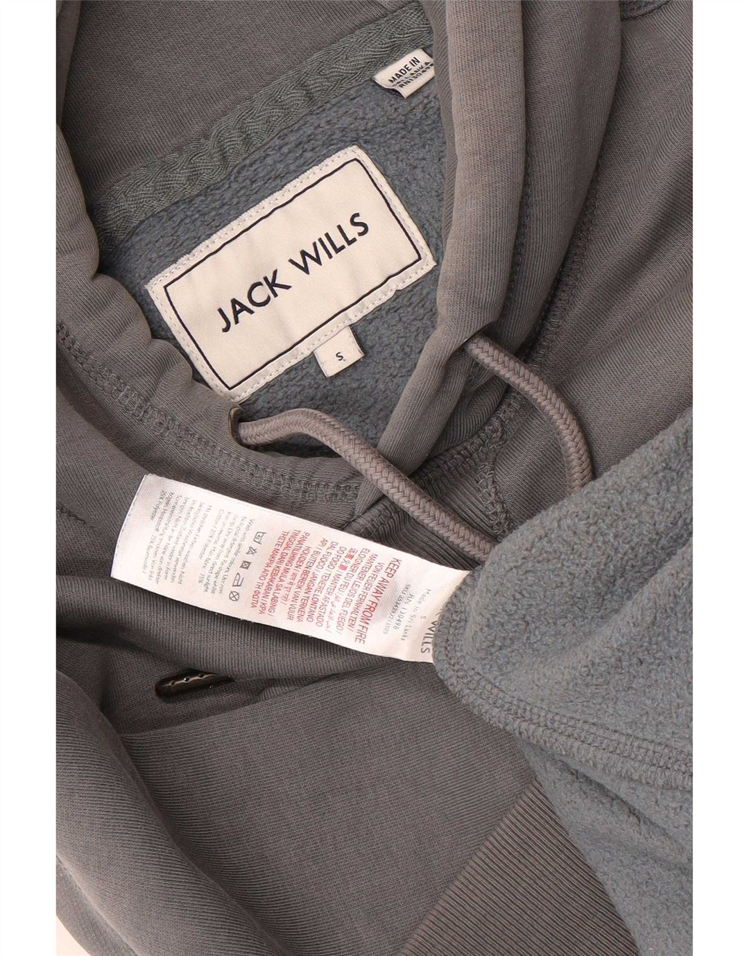 Jack Wills Mens Graphic Hoodie Jumper Small Grey Cotton