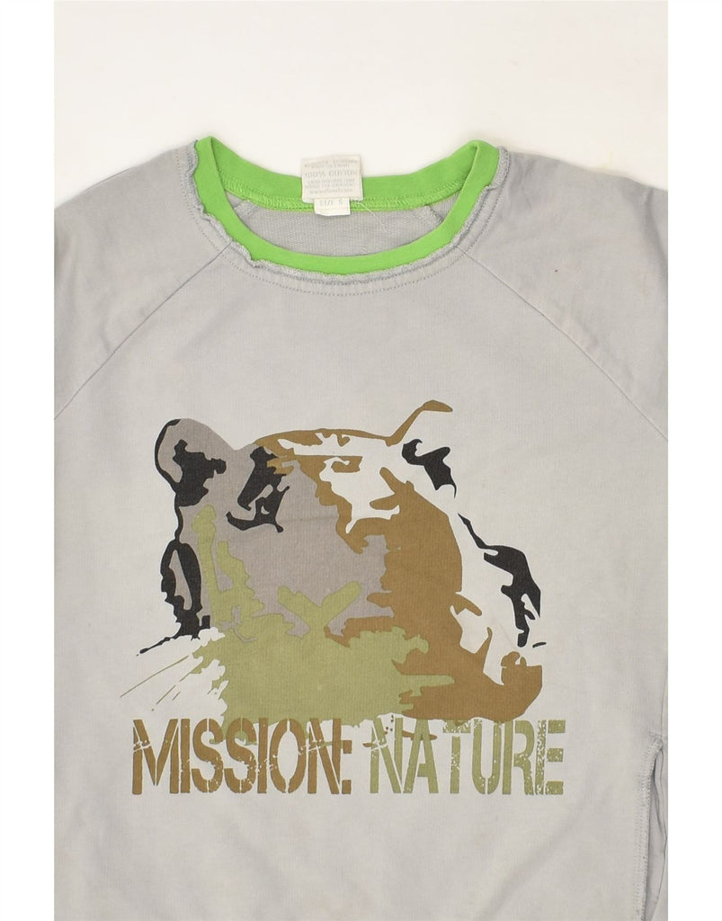 DIESEL Boys Graphic Sweatshirt Jumper 4-5 Years Grey Animal Print Cotton | Vintage Diesel | Thrift | Second-Hand Diesel | Used Clothing | Messina Hembry 