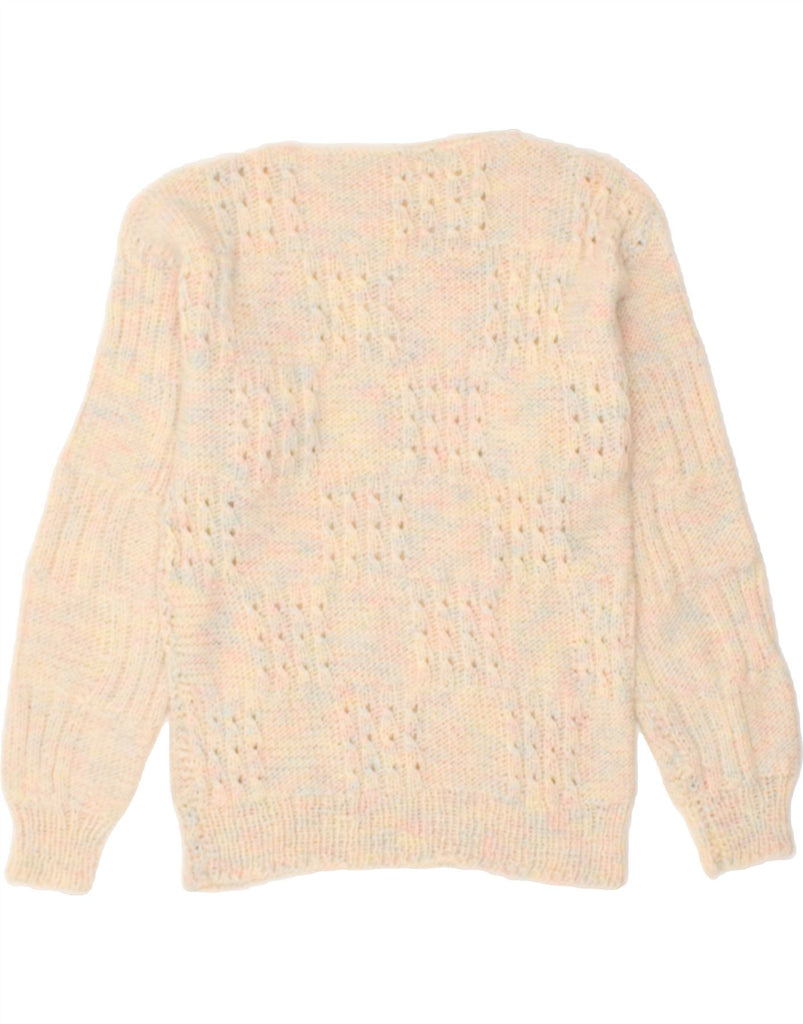 VINTAGE Womens Boat Neck Jumper Sweater UK 12 Medium Beige | Vintage Vintage | Thrift | Second-Hand Vintage | Used Clothing | Messina Hembry 