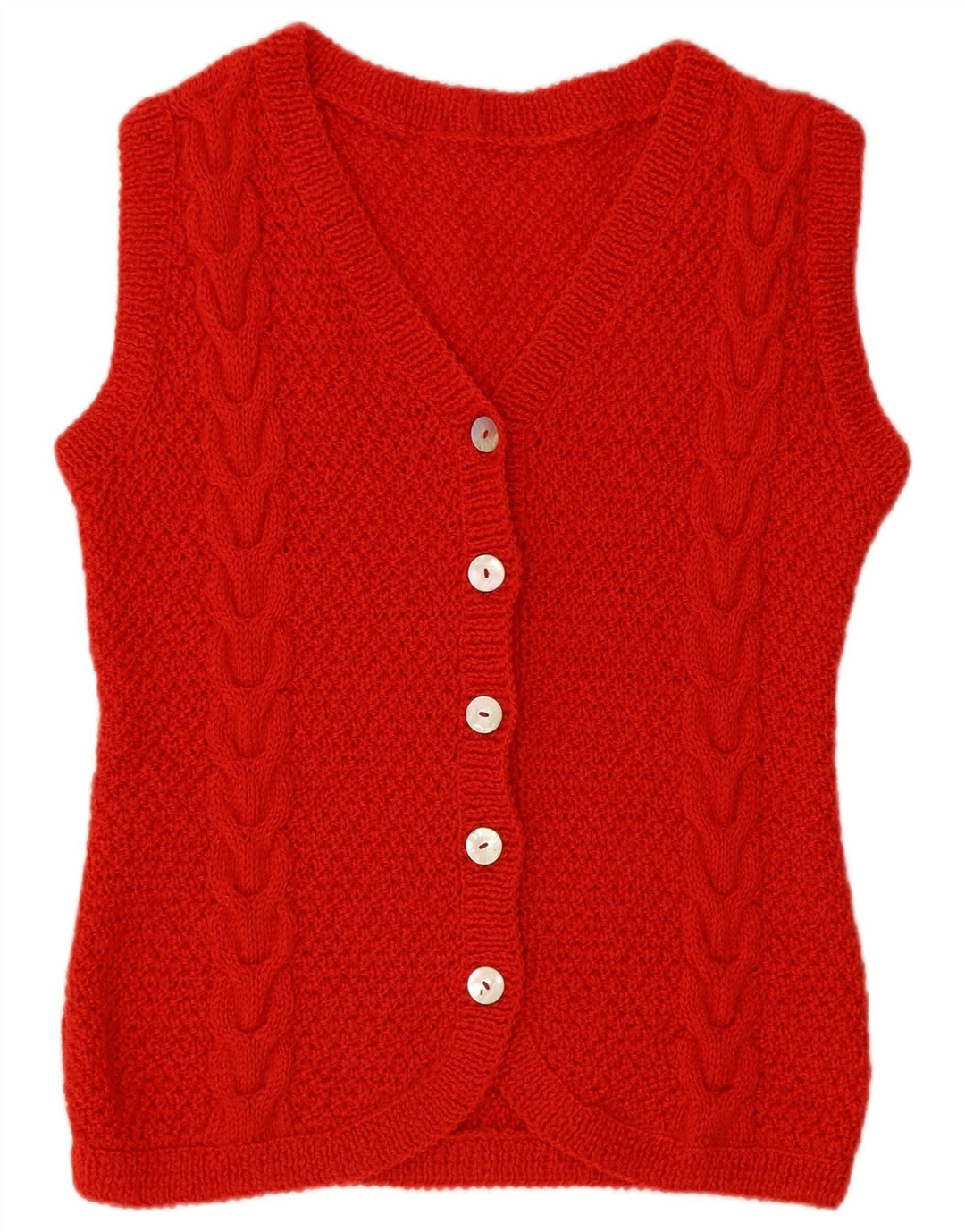 Vintage Womens Sleeveless Cardigan Sweater UK 16 Large Red