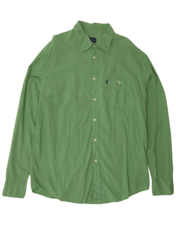 Trussardi Jeans Mens Shirt 3XL Green Spotted Cotton