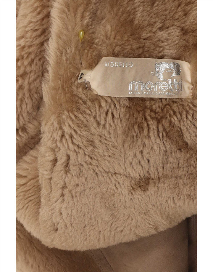 Vintage Womens Loose Fit Shearling Coat IT 44 Medium Brown Classic