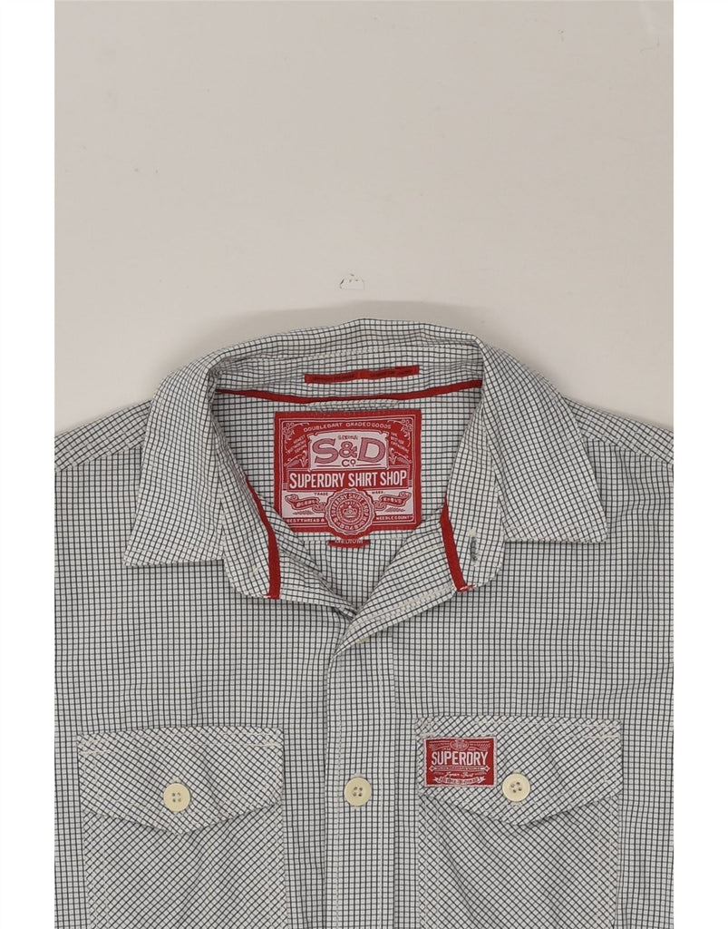 SUPERDRY Mens Shirt Medium Grey Check Cotton | Vintage Superdry | Thrift | Second-Hand Superdry | Used Clothing | Messina Hembry 