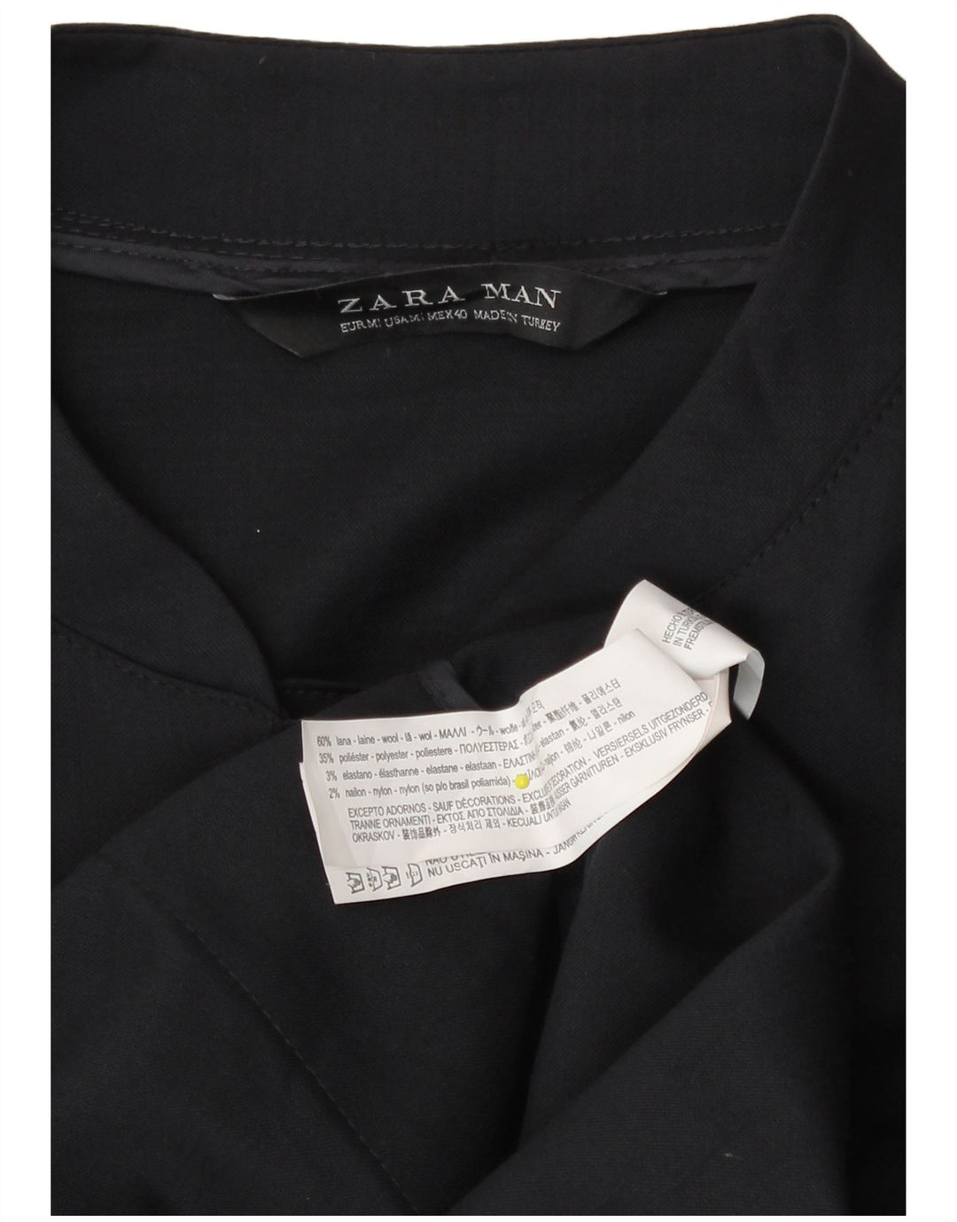 Zara Mens Bomber Jacket UK 38 Medium Navy Blue Wool