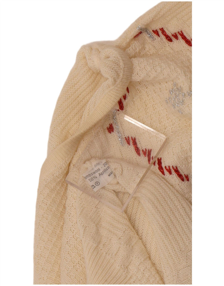 Vintage Womens Boat Neck Jumper Sweater UK 14 Medium Off White