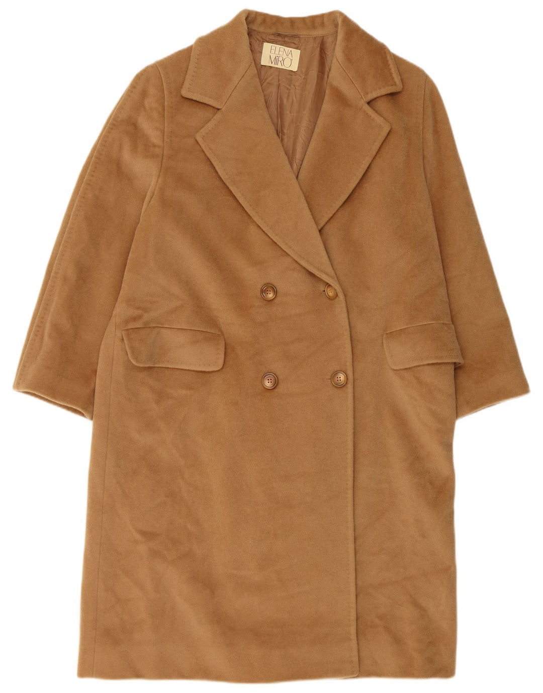 ELENA MIRO Womens Loose Fit Double Breasted Coat UK 16 Large Brown