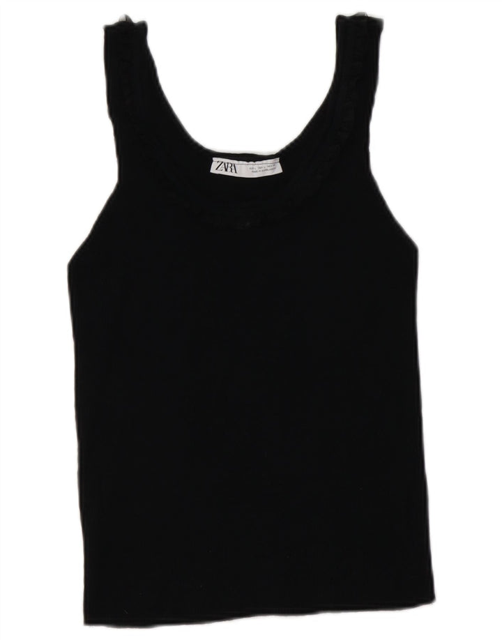 Zara Womens Vest Top UK 16 Large Black Modal