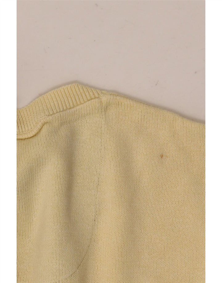 MARKS & SPENCER Mens Regular Fit V-Neck Jumper Sweater Large Beige Cotton