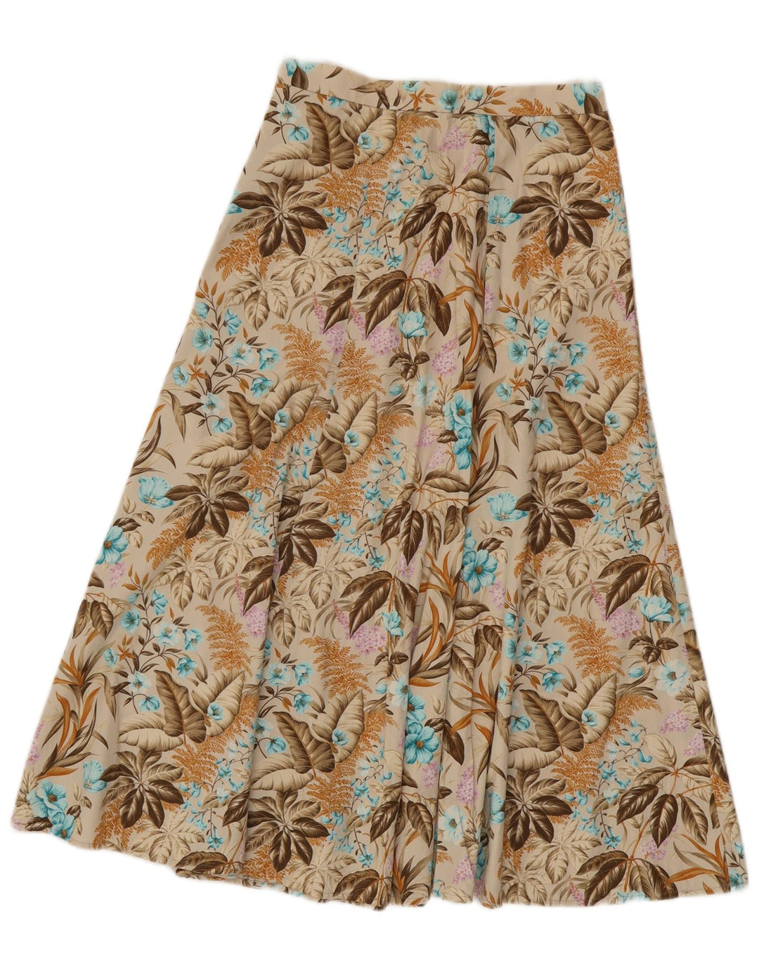 VINTAGE Womens Flared Skirt IT 42 Medium W28  Beige Floral