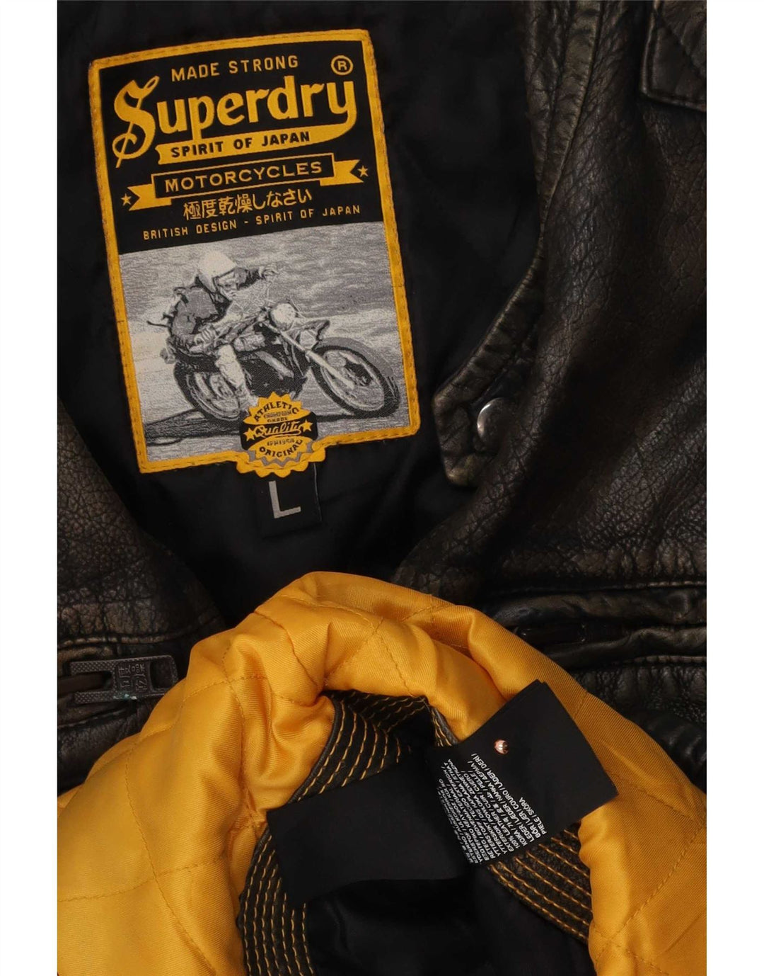 Superdry Mens Motorstyle Leather Jacket UK 40 Large Brown