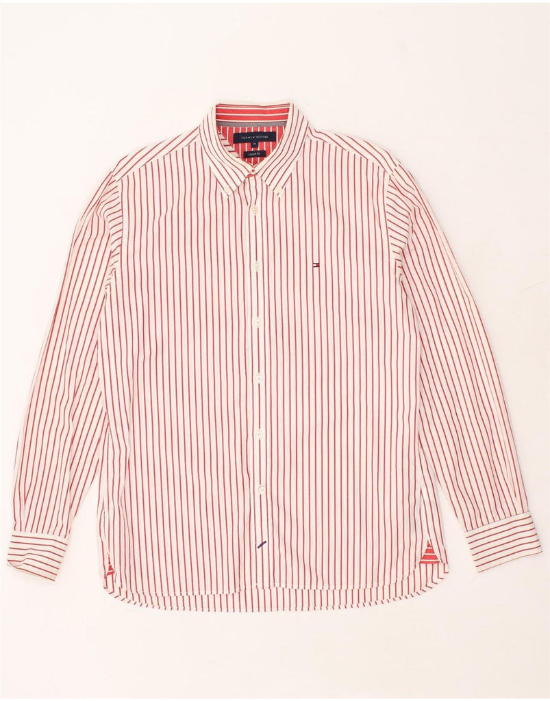 TOMMY HILFIGER Mens Custom Fit Shirt Medium Red Striped Cotton | Vintage Tommy Hilfiger | Thrift | Second-Hand Tommy Hilfiger | Used Clothing | Messina Hembry 