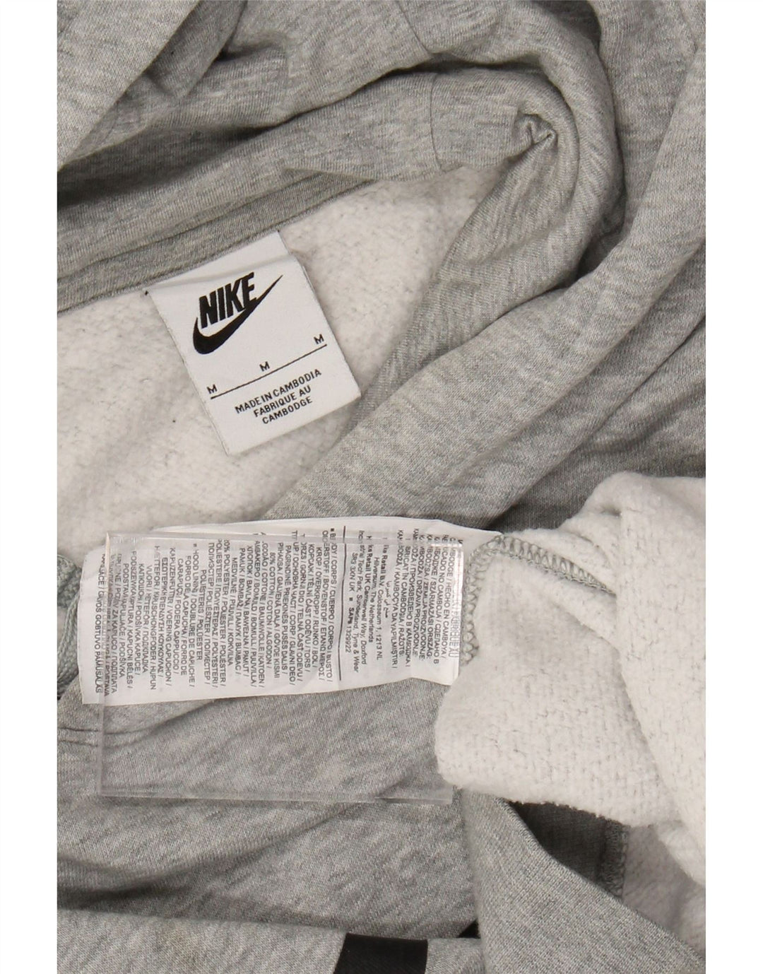 Nike Mens Graphic Hoodie Jumper Medium Grey Flecked Cotton