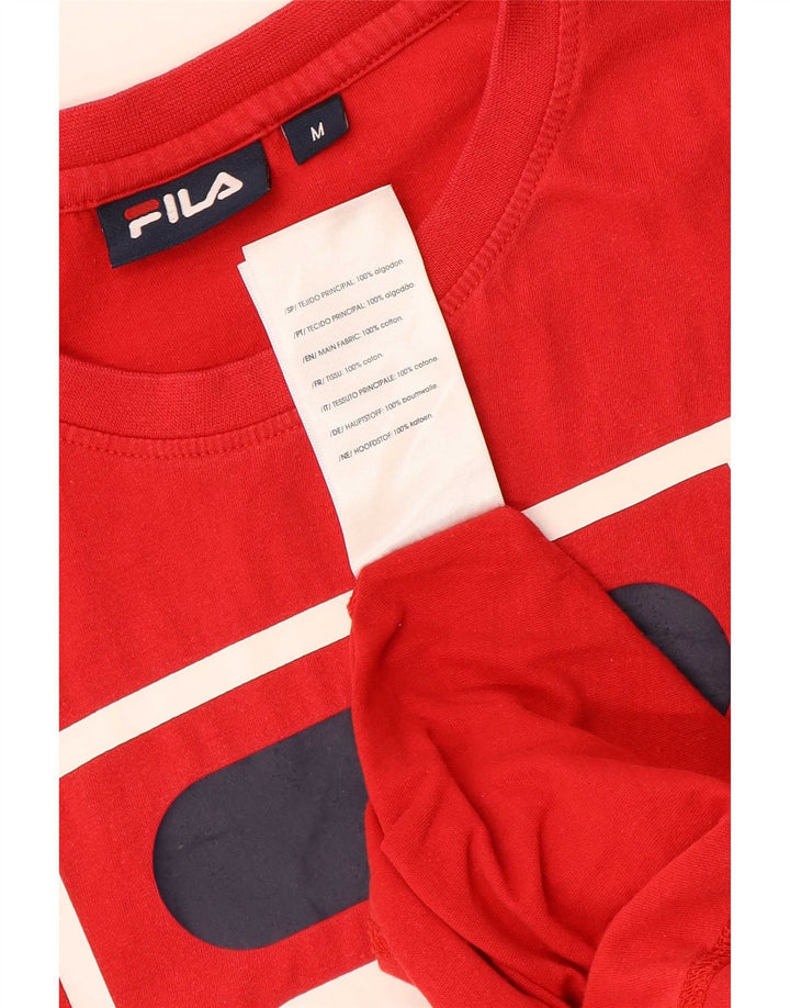 Fila Mens Graphic T-Shirt Top Medium Red Cotton