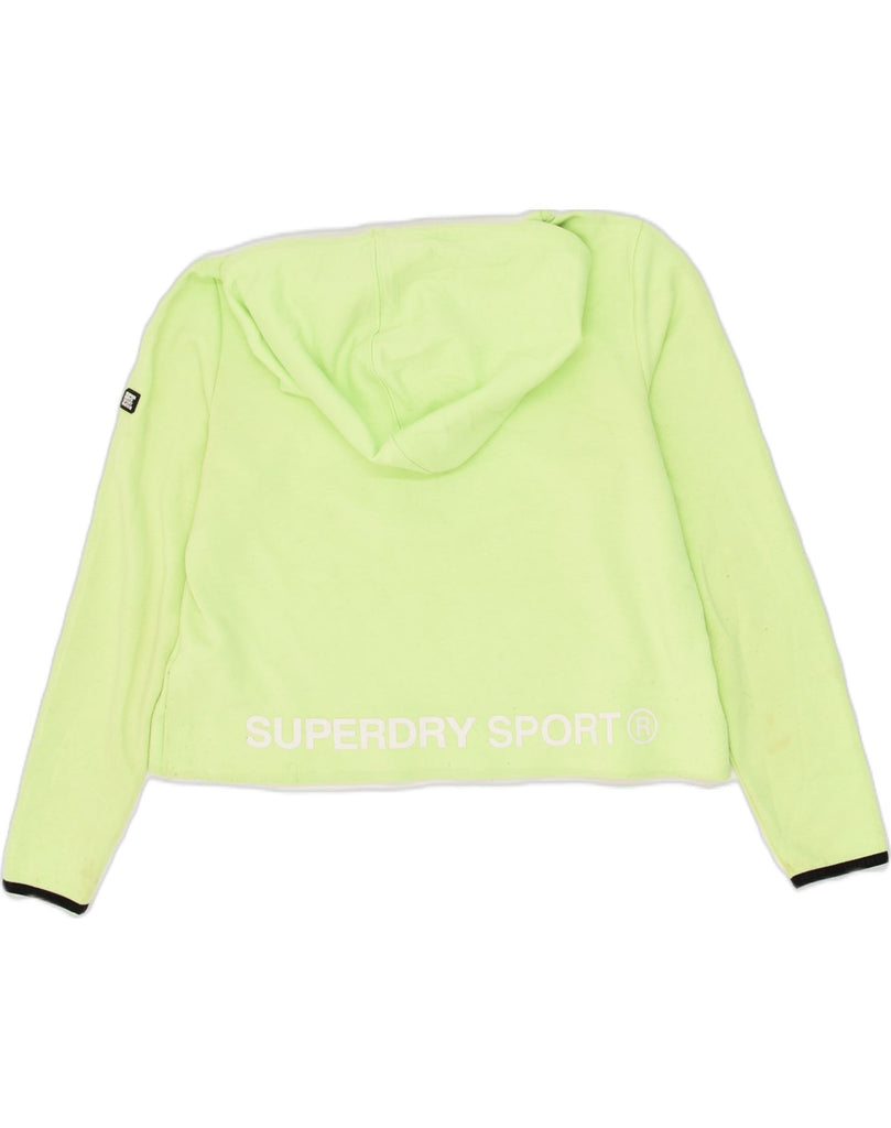 SUPERDRY Womens Crop Hoodie Jumper UK 16 Large Green Polyester | Vintage Superdry | Thrift | Second-Hand Superdry | Used Clothing | Messina Hembry 