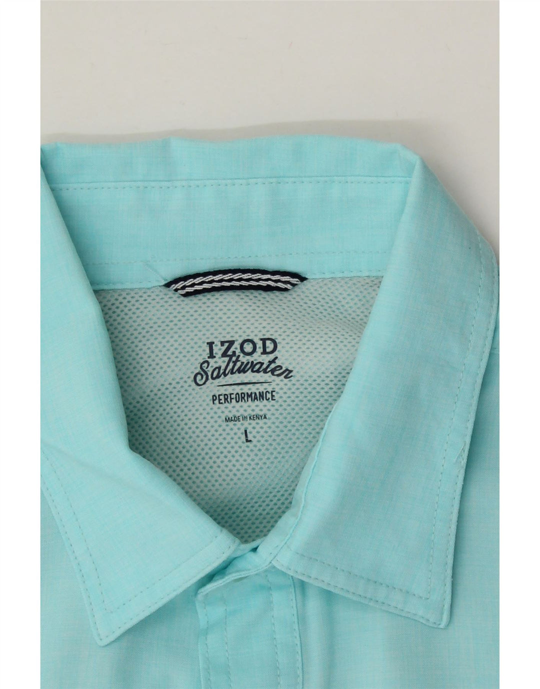 IZOD Mens Short Sleeve Shirt Large Turquoise Polyester Vintage Izod and Second-Hand Izod from Messina Hembry 