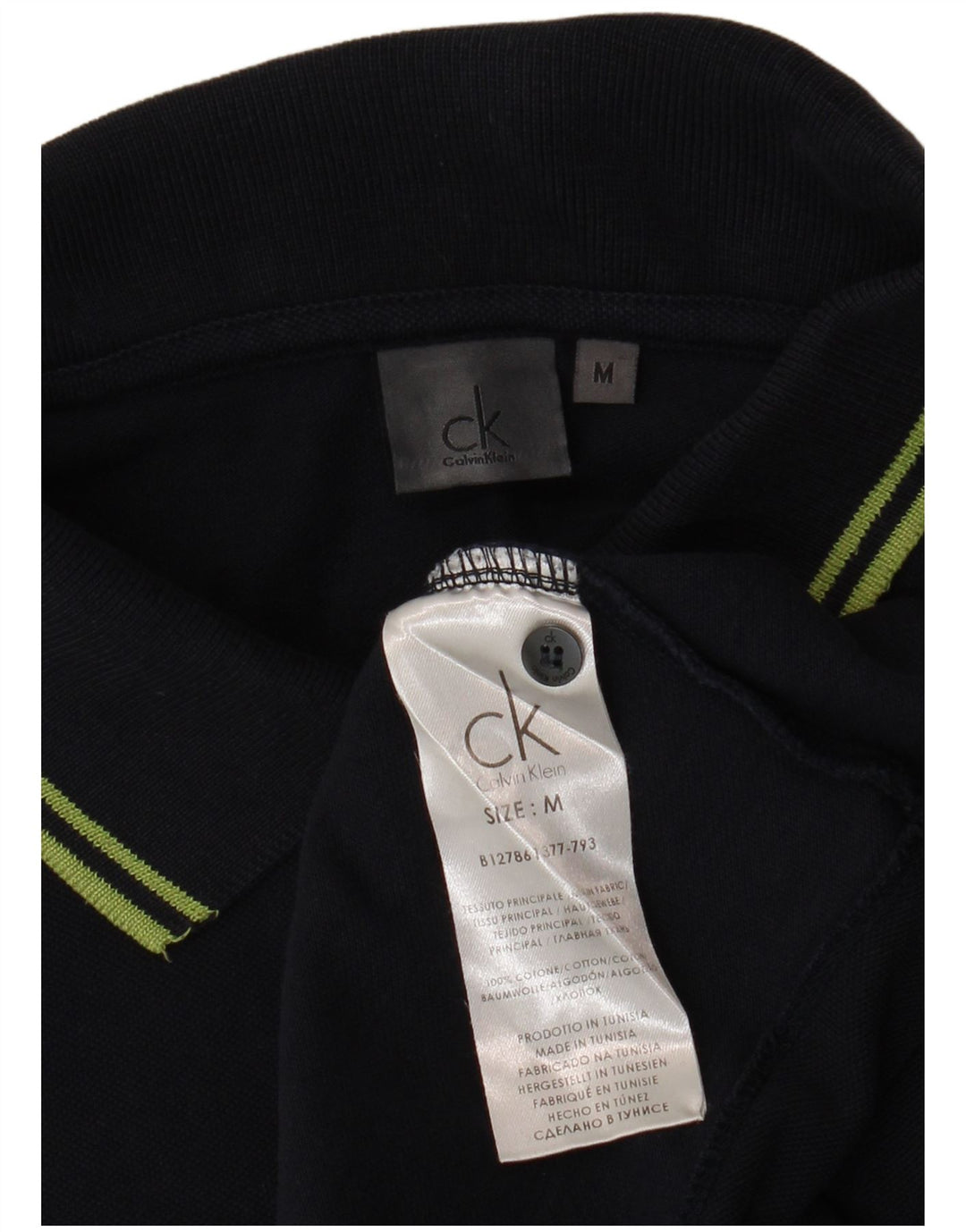 CALVIN KLEIN Mens Polo Shirt Medium Navy Blue Cotton