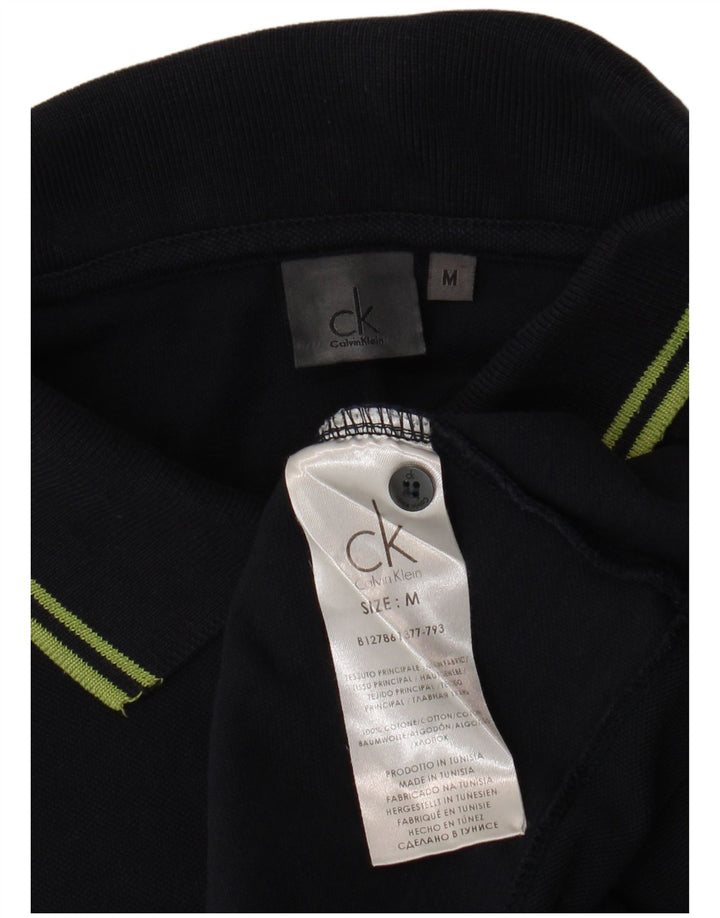 CALVIN KLEIN Mens Polo Shirt Medium Navy Blue Cotton