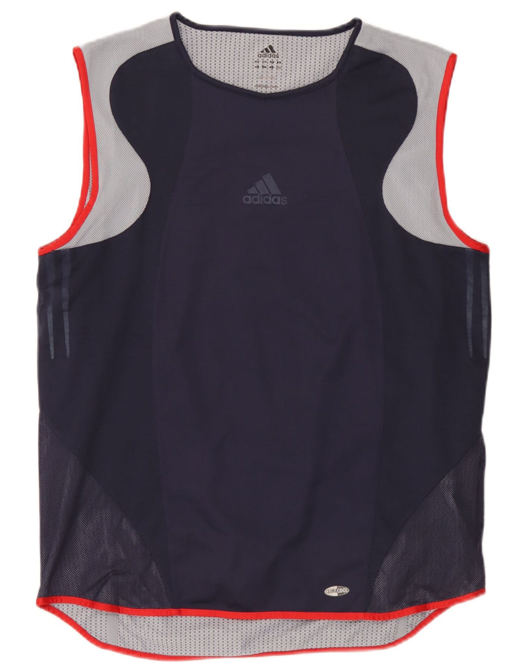 Adidas Mens Climacool Vest Top Large Navy Blue Colourblock Polyester