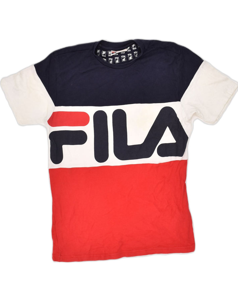 FILA Mens Graphic T-Shirt Top Medium Multicoloured Colourblock Cotton | Vintage Fila | Thrift | Second-Hand Fila | Used Clothing | Messina Hembry 