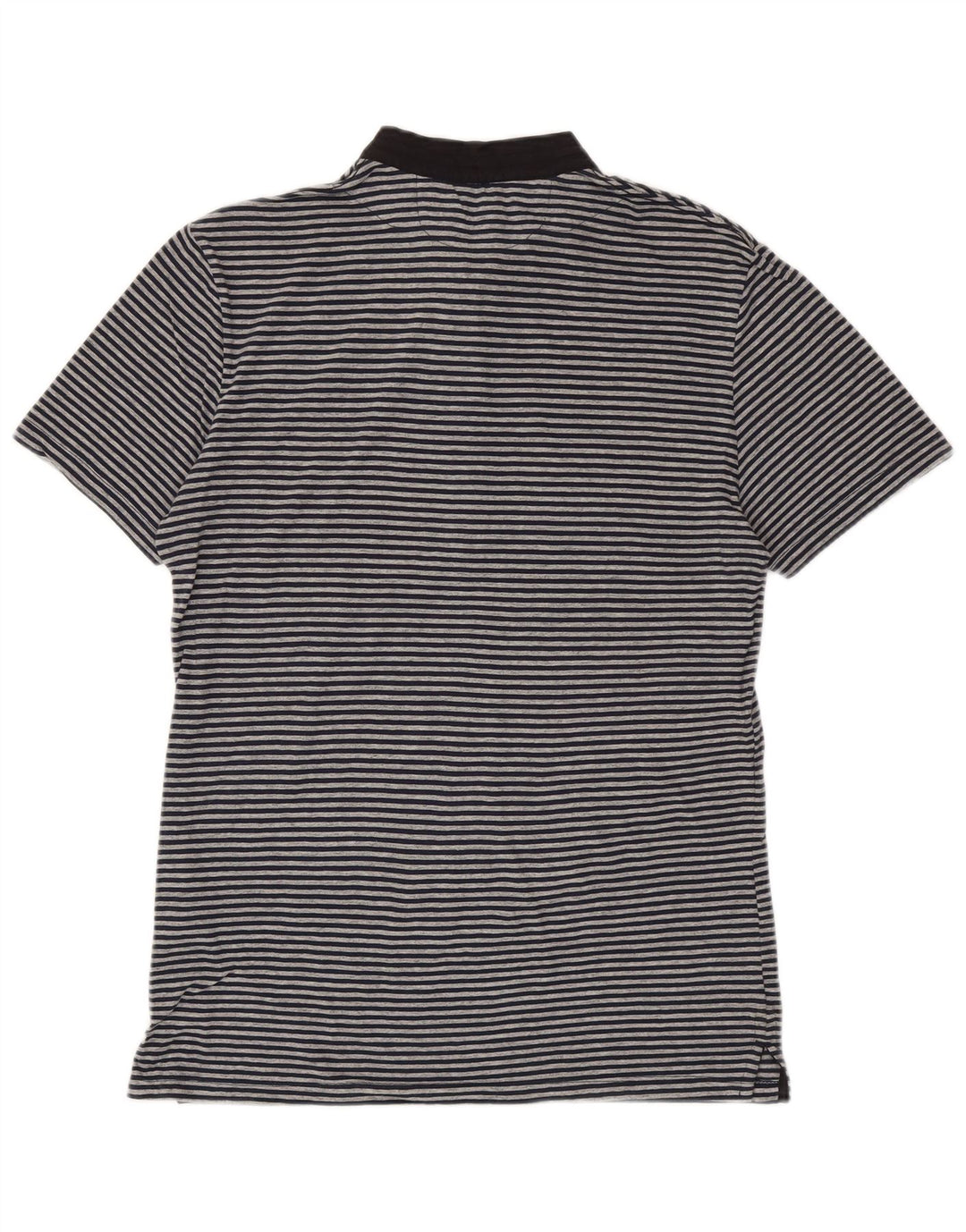 ALL SAINTS Mens Polo Shirt Small Navy Blue Striped Cotton