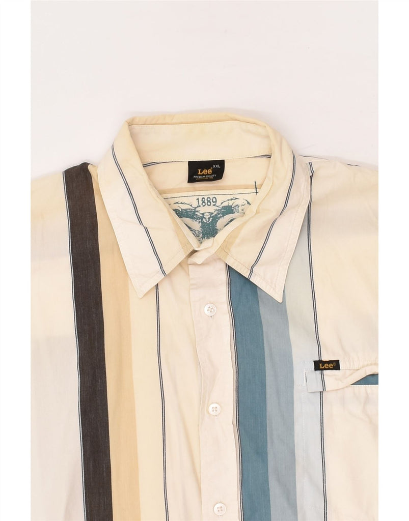 LEE Mens Shirt 2XL White Striped | Vintage Lee | Thrift | Second-Hand Lee | Used Clothing | Messina Hembry 