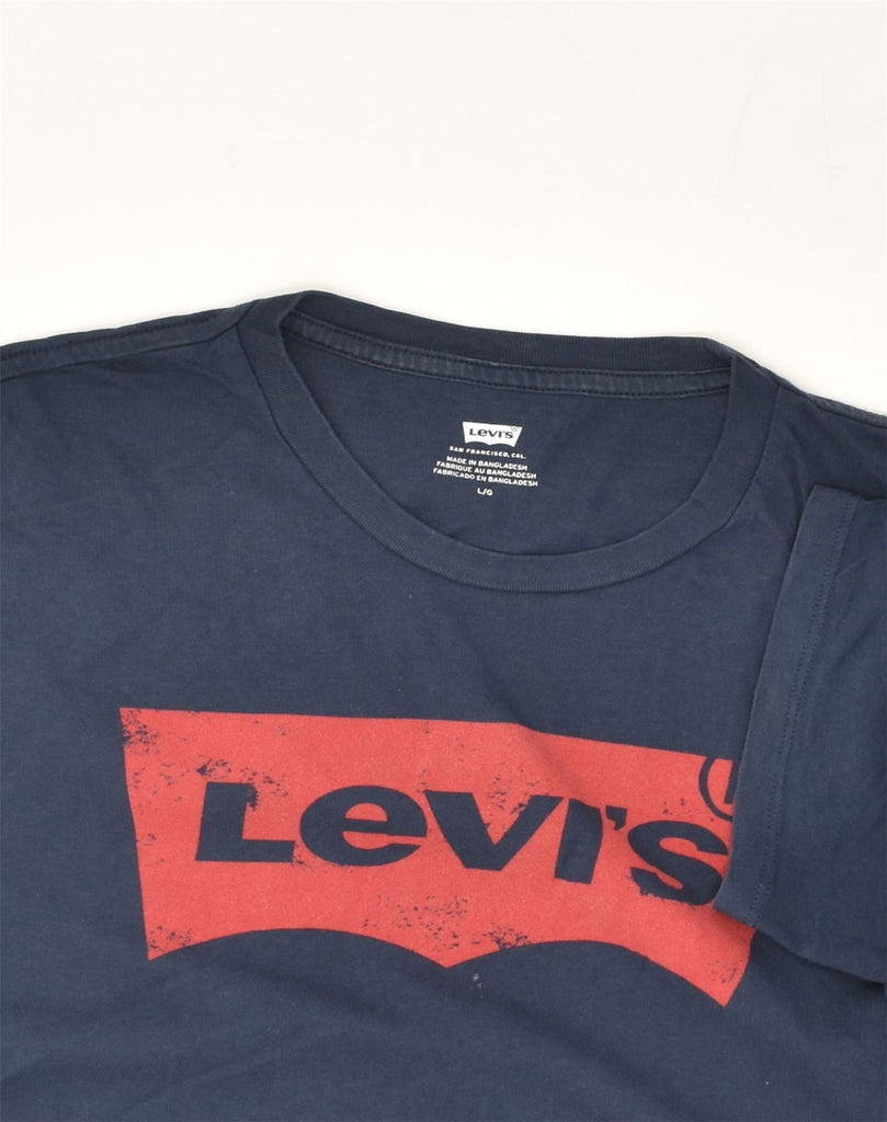 LEVI'S Mens Graphic T-Shirt Top Large Navy Blue Cotton | Vintage Levi's | Thrift | Second-Hand Levi's | Used Clothing | Messina Hembry 