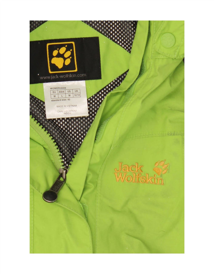 Jack Wolfskin Womens Hooded Rain Jacket UK 12/14 Medium Green Colourblock