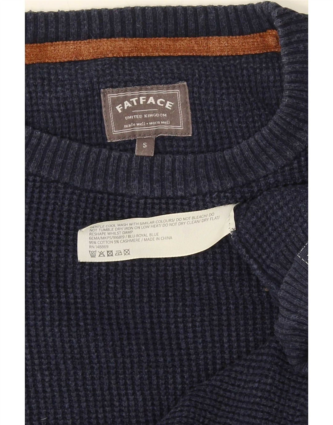 Fat Face Mens Crew Neck Jumper Sweater Small Navy Blue Cotton