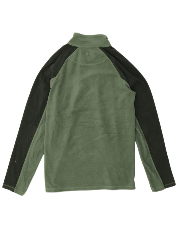Mountain Warehouse Mens Zip Neck Fleece Jumper Small Green Colourblock