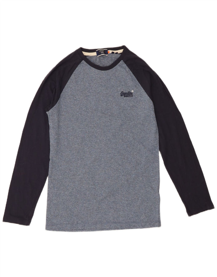 Superdry Mens Top Long Sleeve XS Blue Colourblock Cotton
