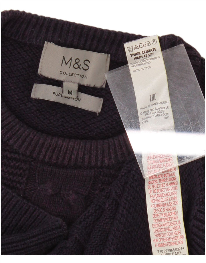 MARKS & SPENCER Mens Crew Neck Jumper Sweater Medium Purple Cotton