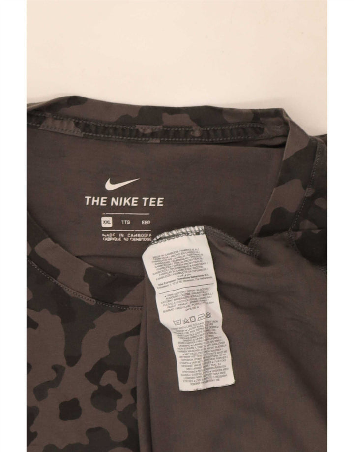 Nike Mens T-Shirt Top 2XL Grey Camouflage Cotton