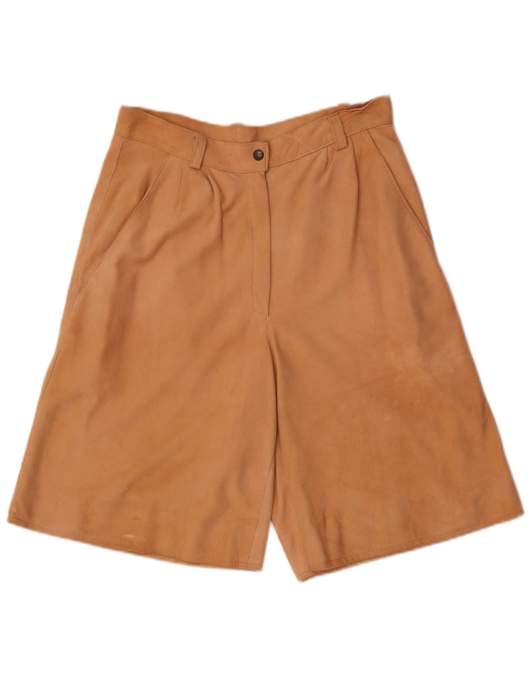 Vintage Womens High Waist Suede Bermuda Shorts W28 Medium Brown