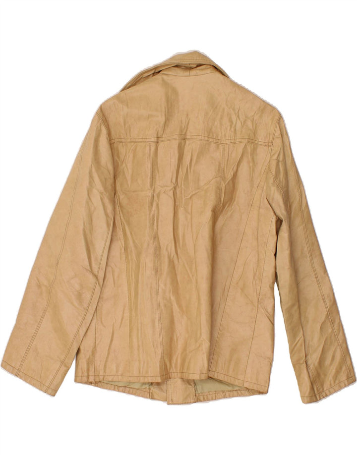 BARONE Womens Leather Jacket UK 14 Medium Beige Leather Vintage Barone and Second-Hand Barone from Messina Hembry 