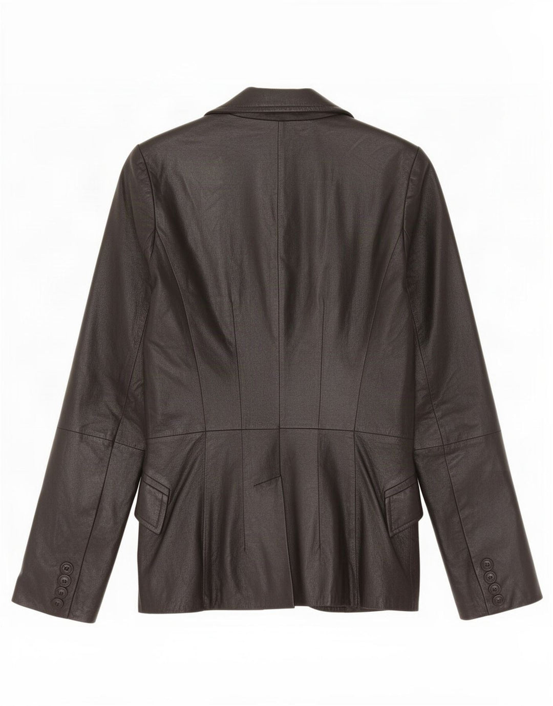 Zara Womens 2 Button Leather Blazer Jacket UK 10 Small Black