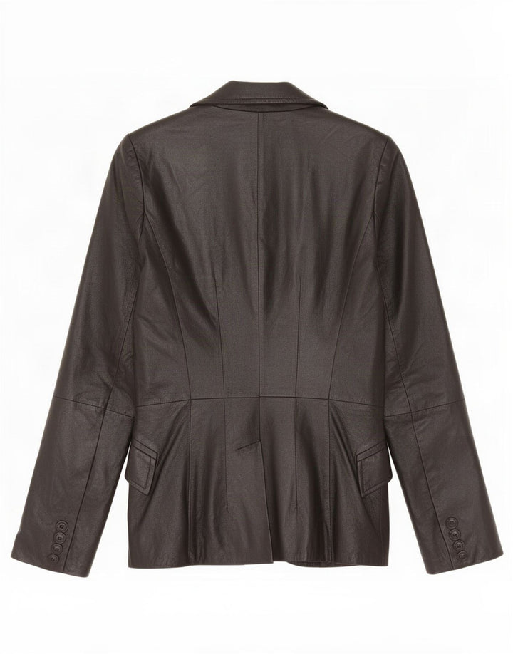 Zara Womens 2 Button Leather Blazer Jacket UK 10 Small Black